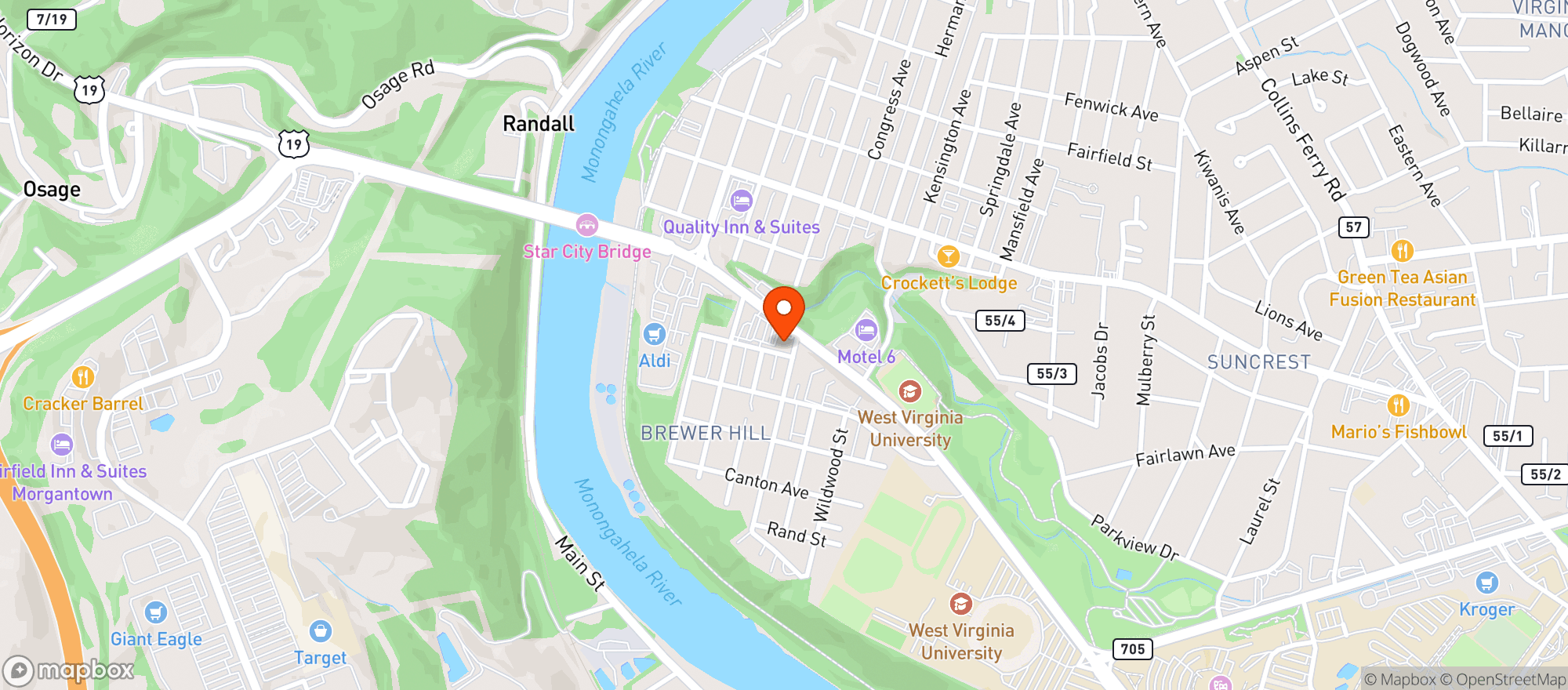 Map showing Mountain State Brewing