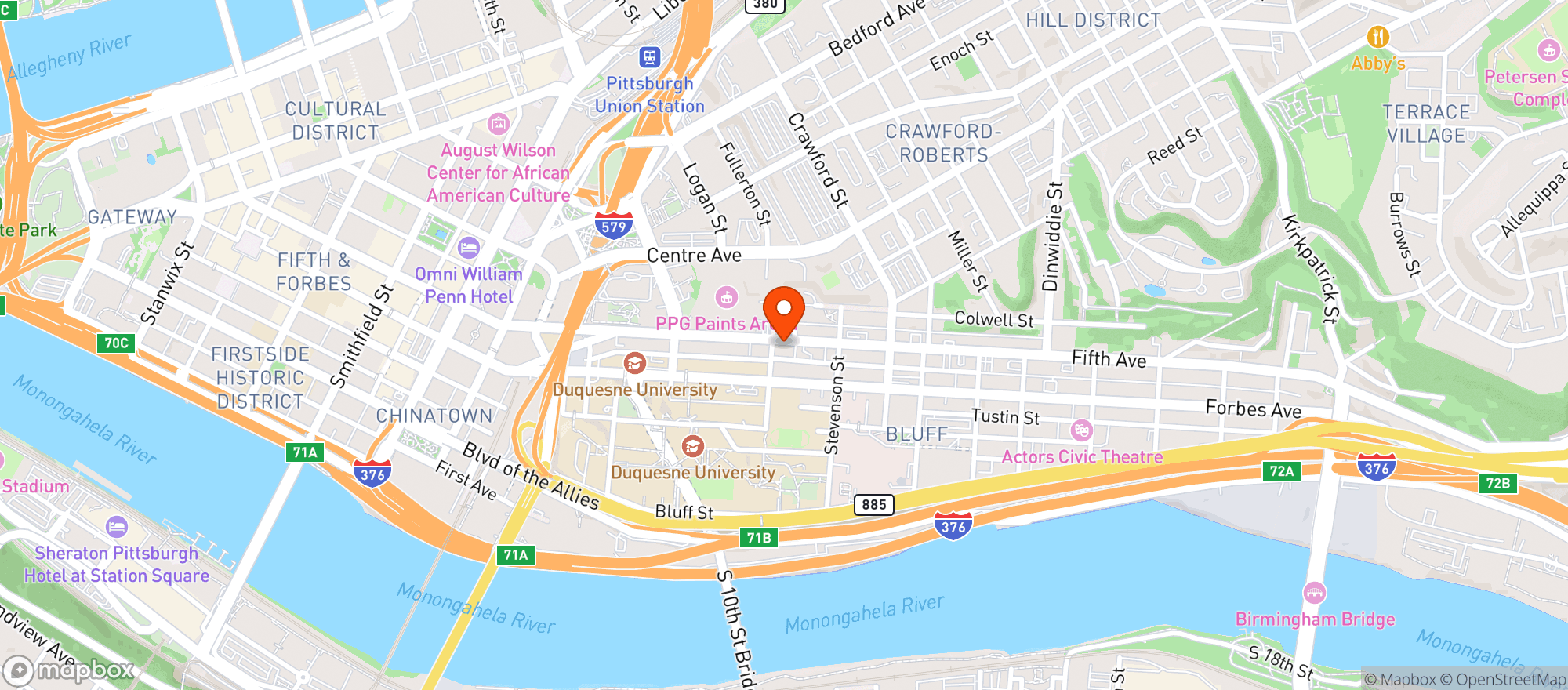 Map showing Pizza Milano