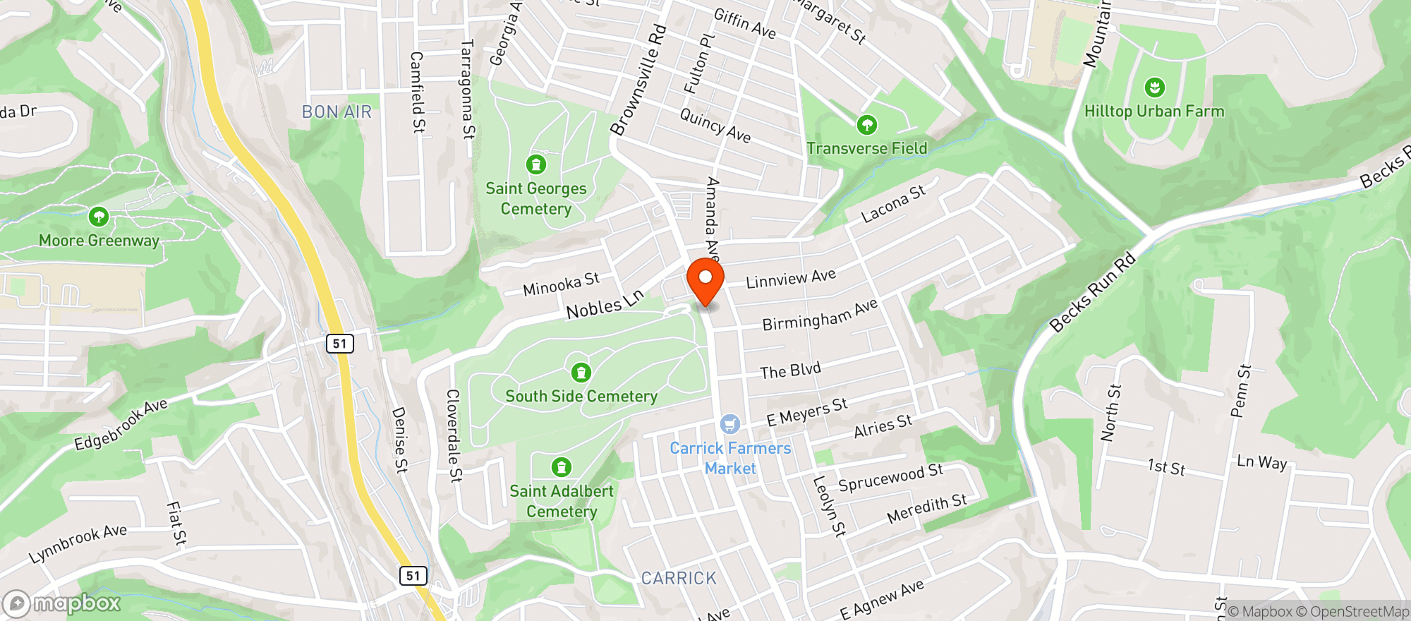 Map showing Brownsville Beer Outlet