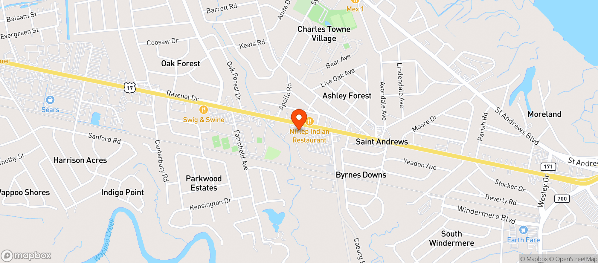 Map showing Gibby's Bottle Shop - Charleston