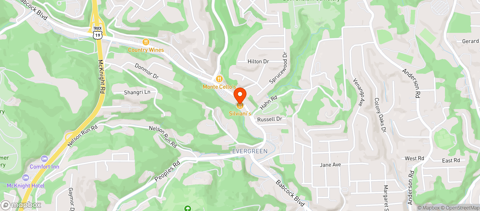 Map showing Caliente Pizza & Drafthouse