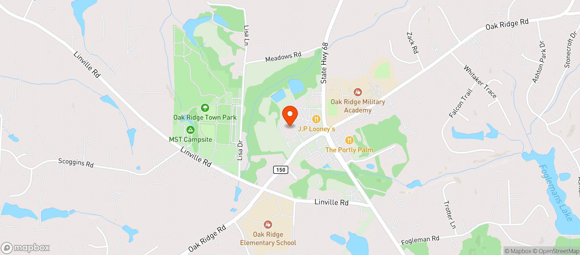 Map showing Lowes Foods 203 (Oak Ridge)