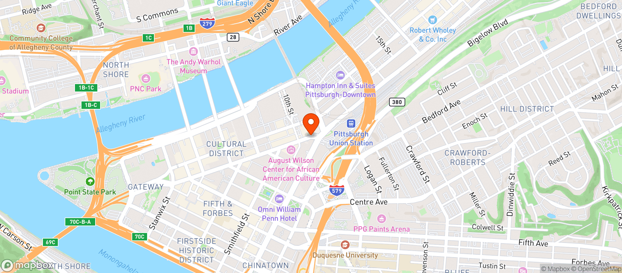 Map showing Bills Bar & Burger