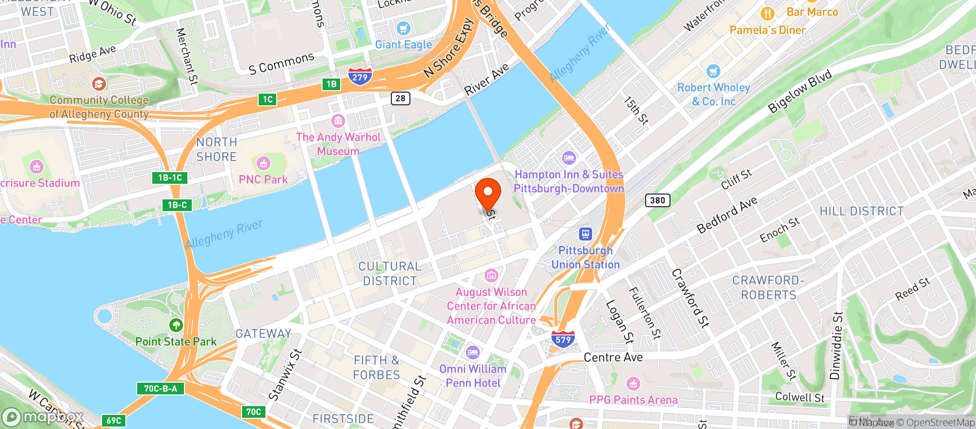 Map showing David L. Lawrence Convention Center