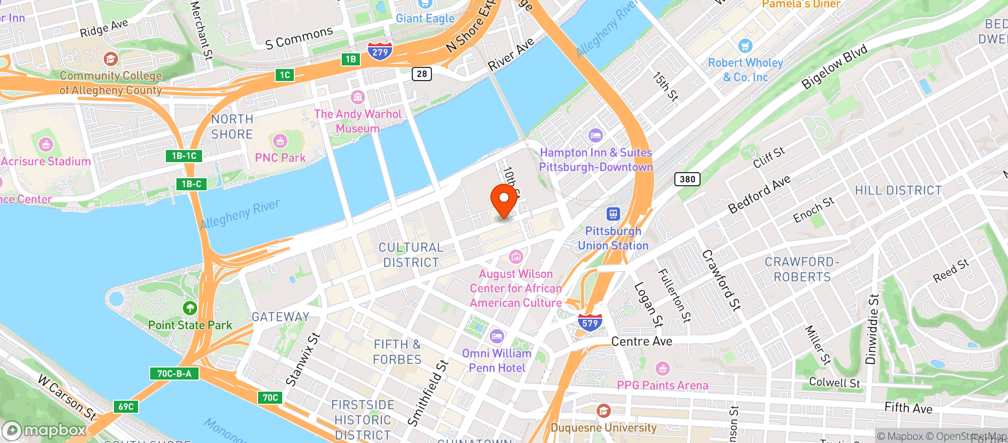 Map showing The Standard