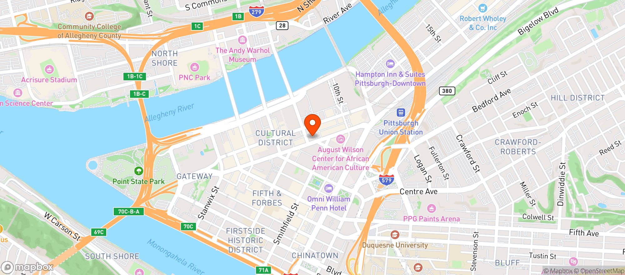 Map showing Beer King Downtown