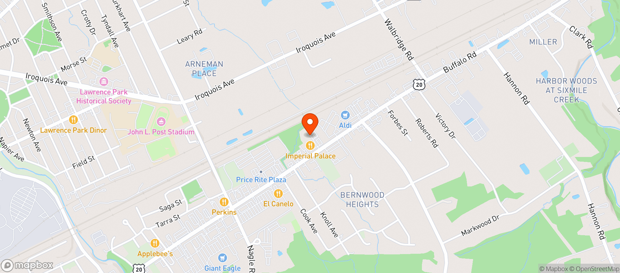 Map showing Rosco's Sports Bar & Grill
