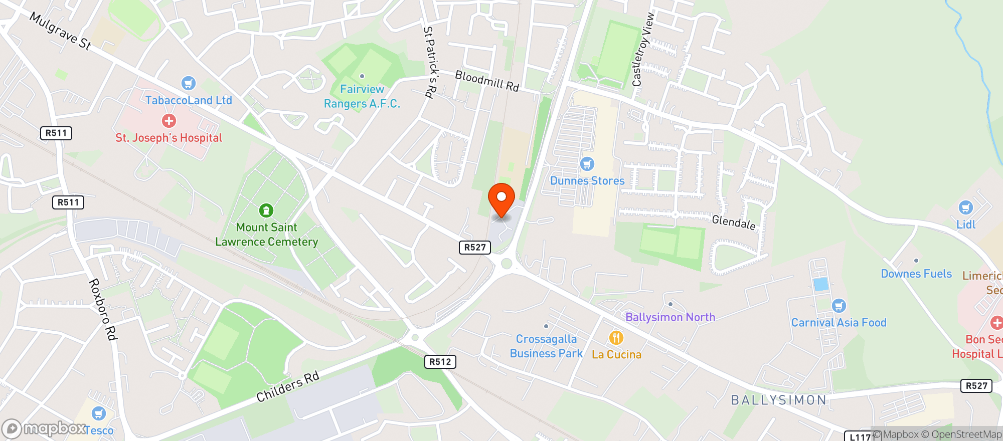 Map showing Dunnes Stores