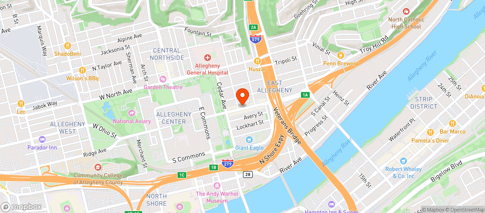 Map showing Allegheny City Brewing Company
