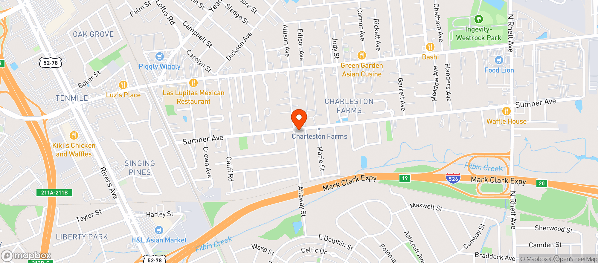Map showing S&h - North Charleston (chs)
