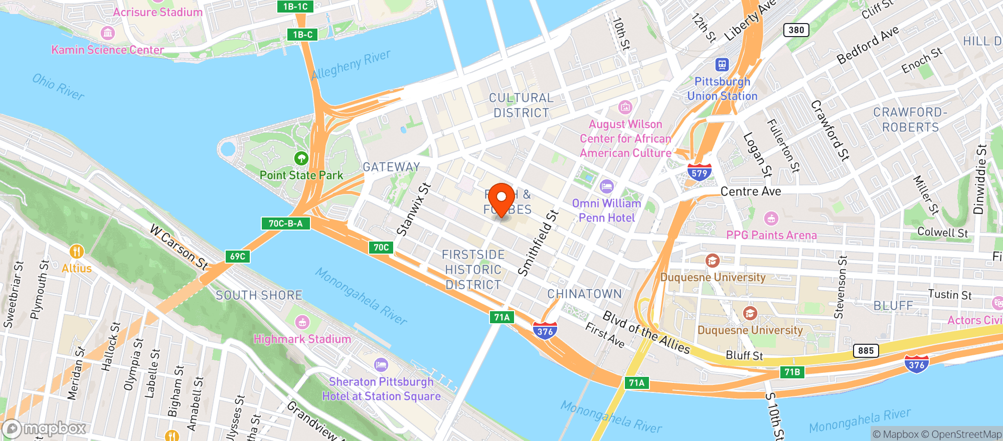 Map showing Bank Tower Market