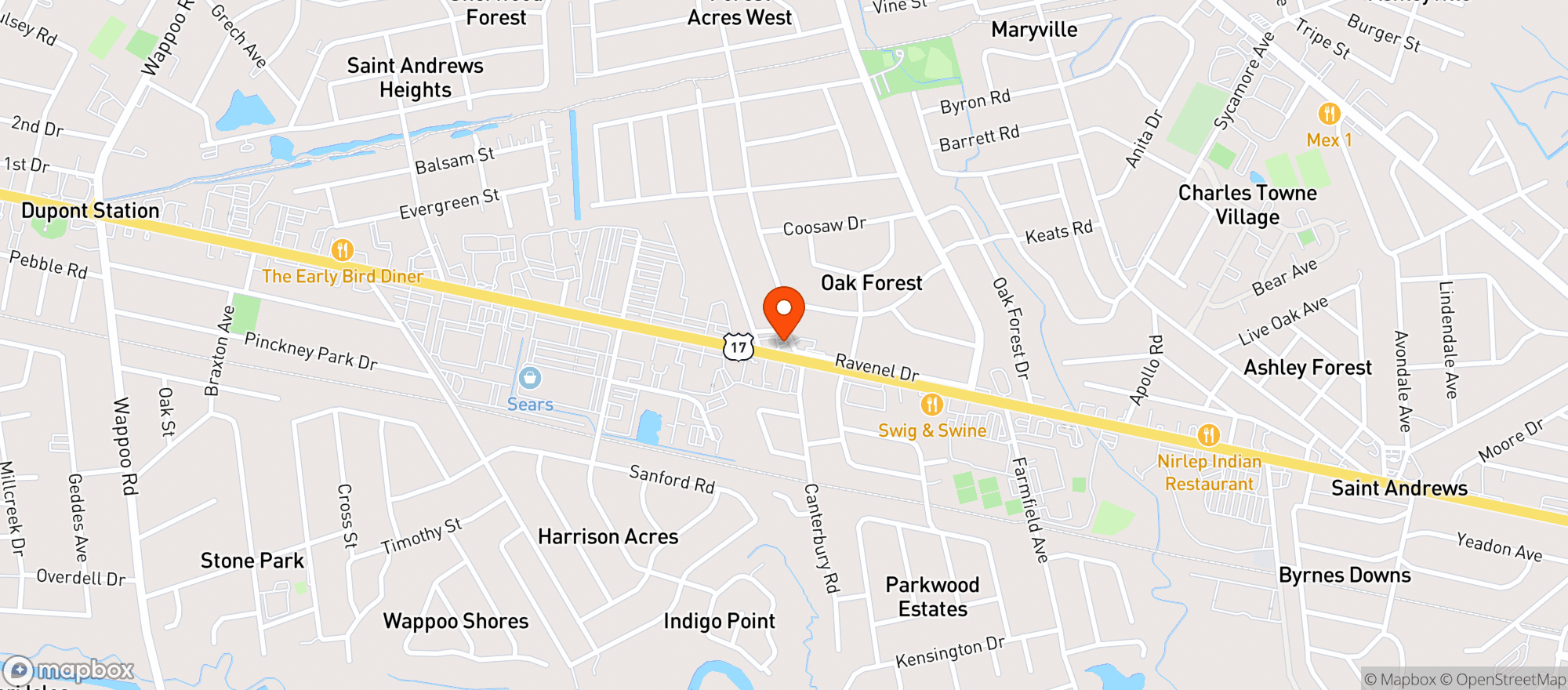 Map showing V Go #21 - Savannah Hwy (chs)