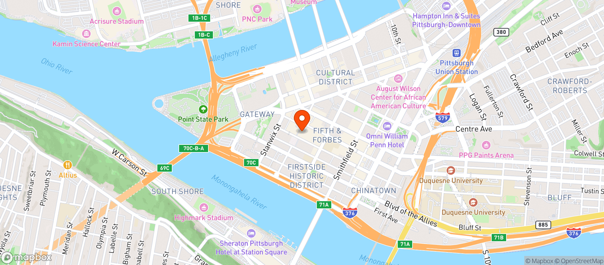 Map showing Primanti Bros. Restaurant And Bar