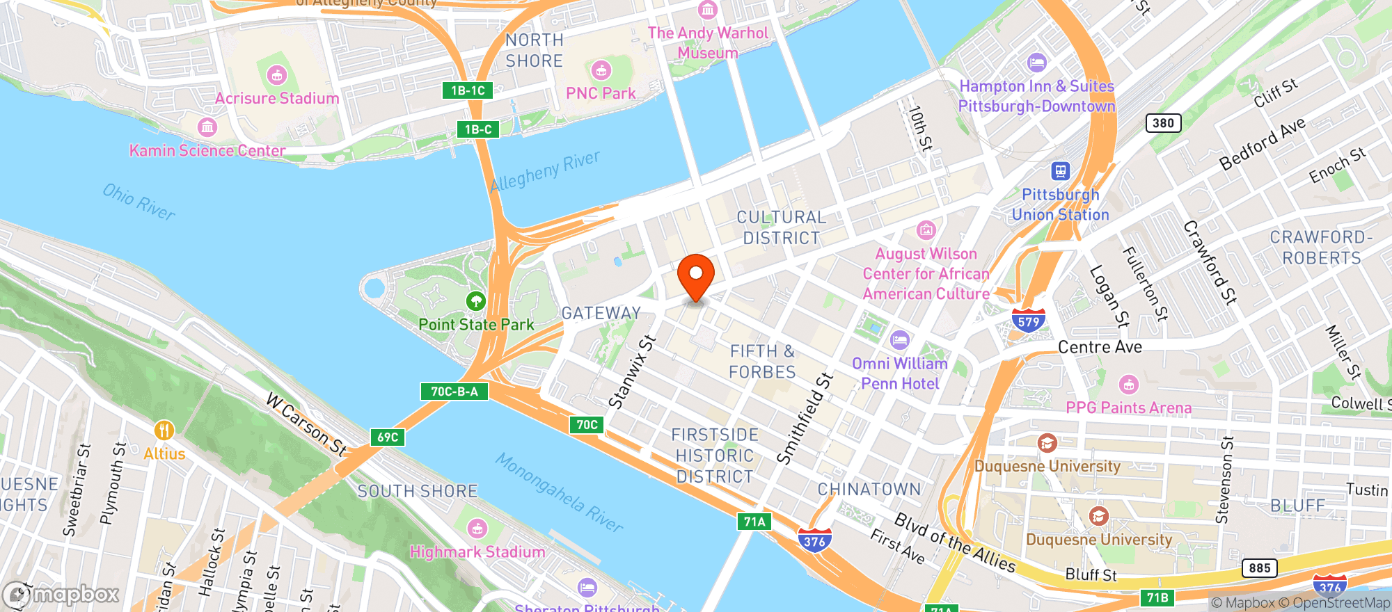 Map showing The Yard