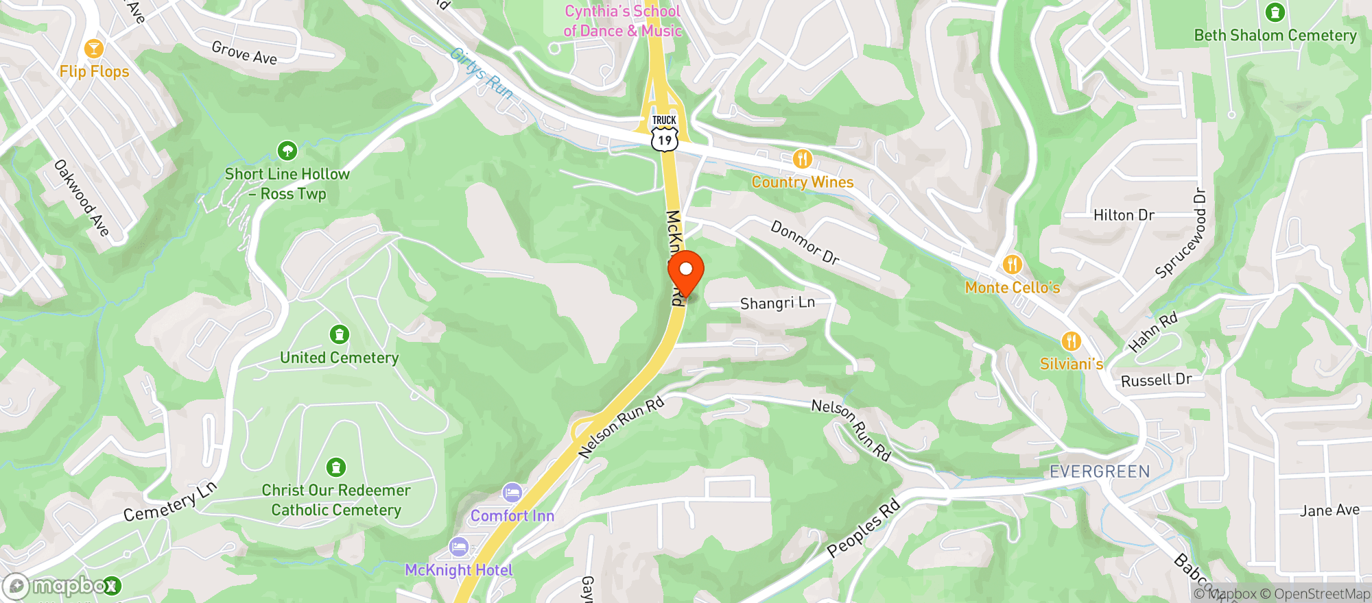 Map showing Keepin’ It Glassy - North Hills Pittsburgh