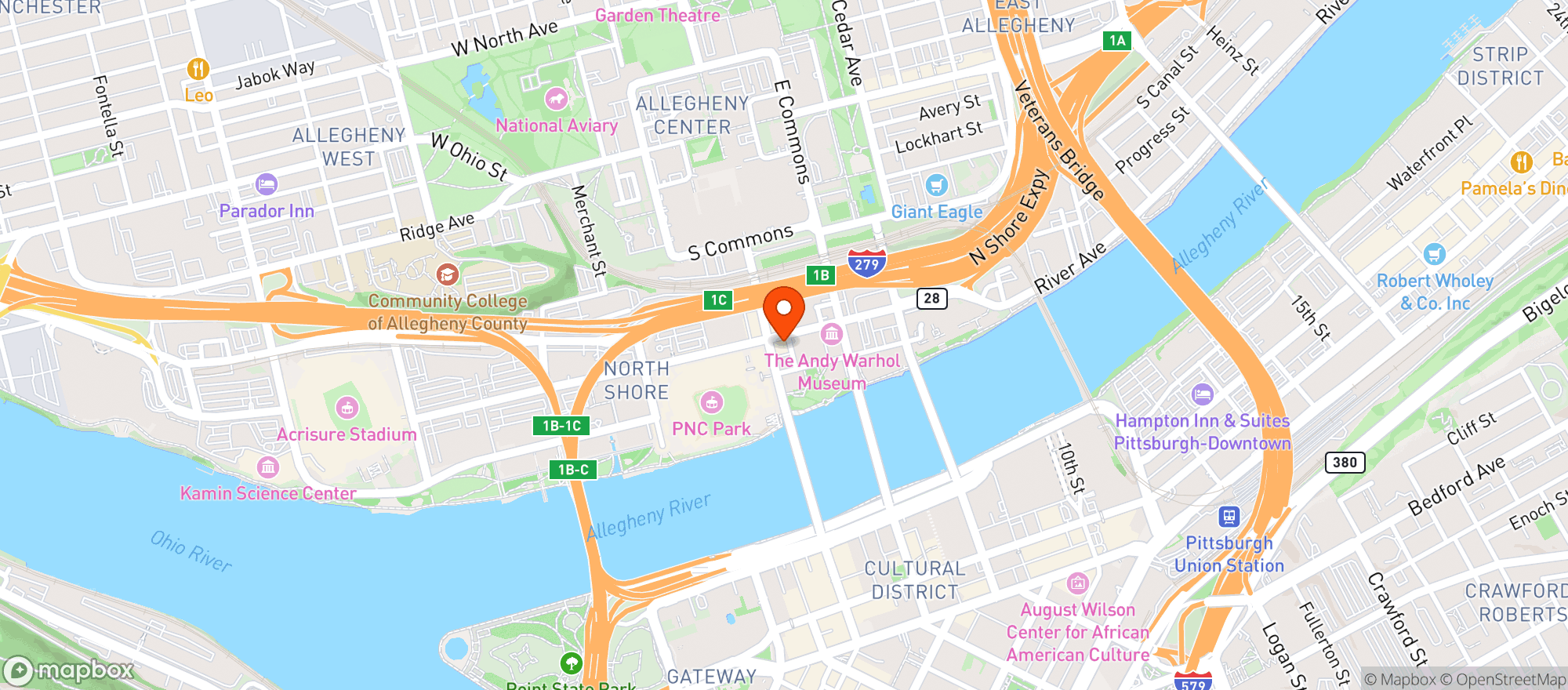 Map showing North Shore Tavern