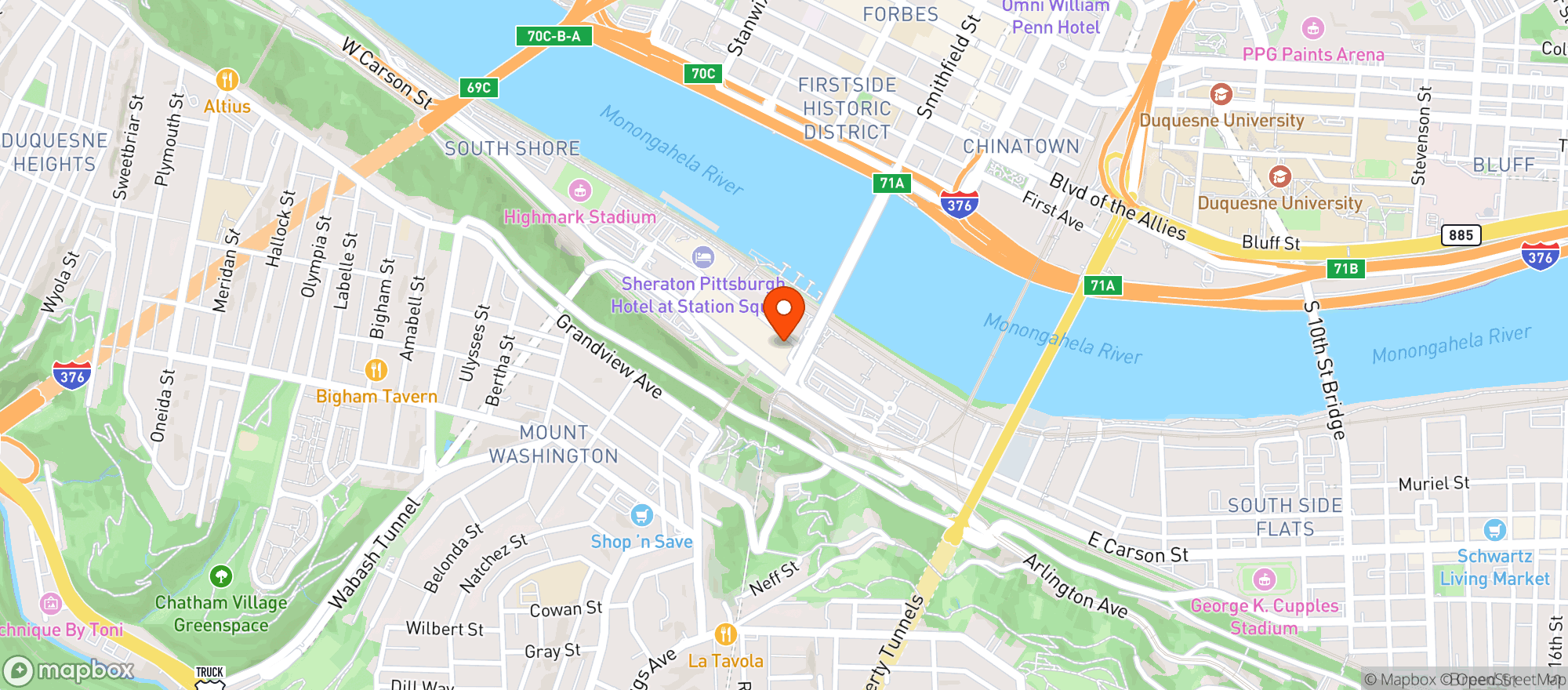 Map showing Tupelo Honey Cafe