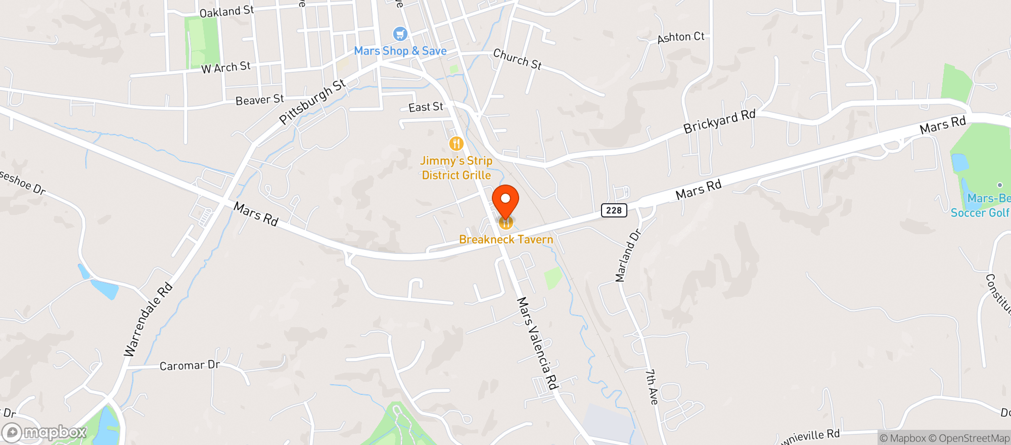 Map showing Breakneck Tavern