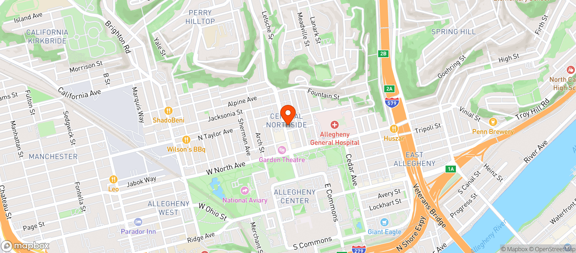 Map showing North Side Beer & Bev Ctr