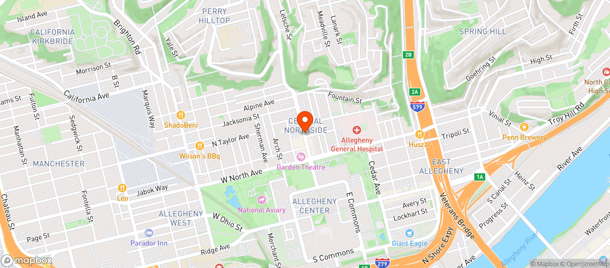 Map showing Northside Beer & Beverage Center