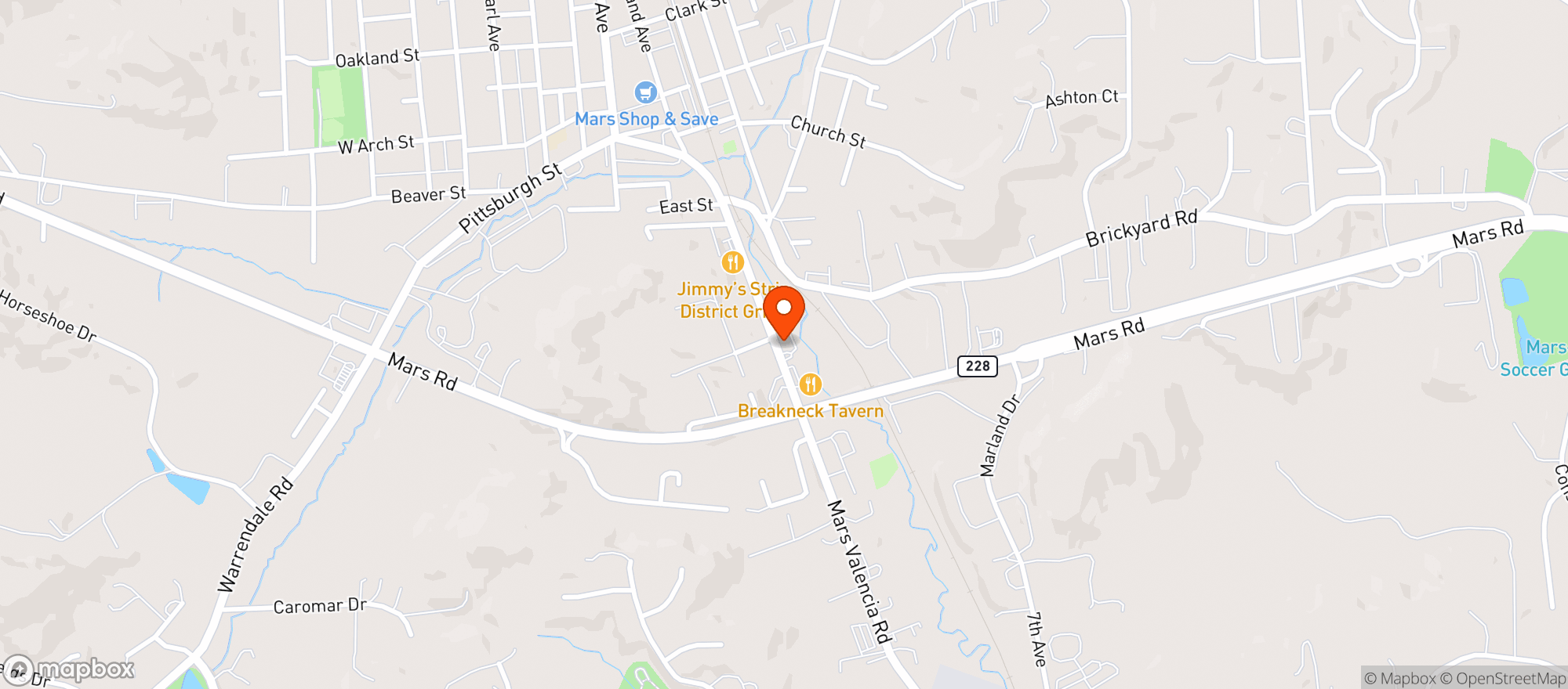 Map showing Mars Distributing