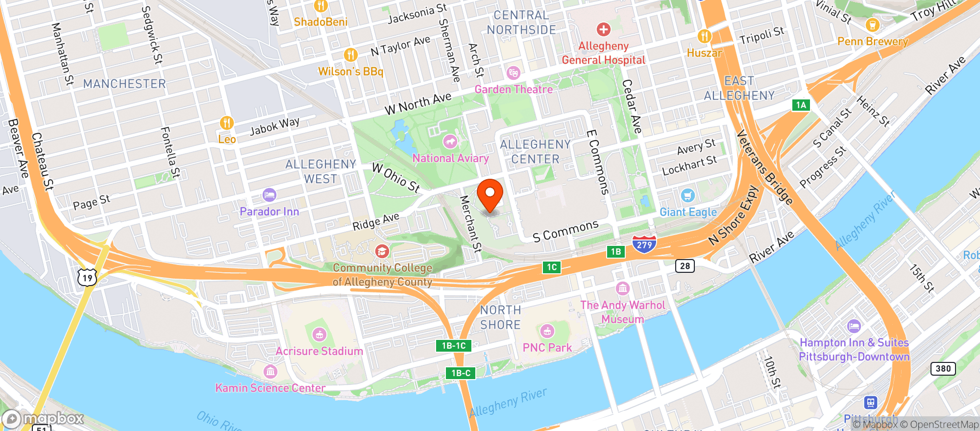 Map showing Crafton Beverage Co