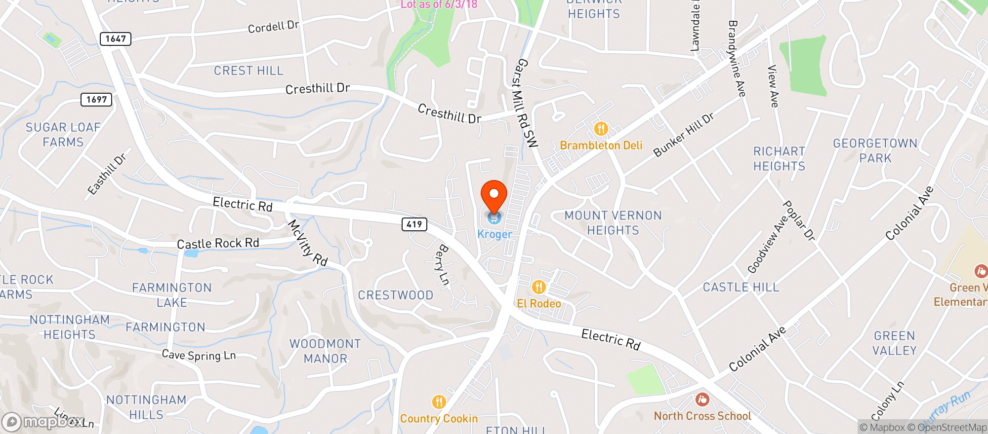 Map showing Kroger