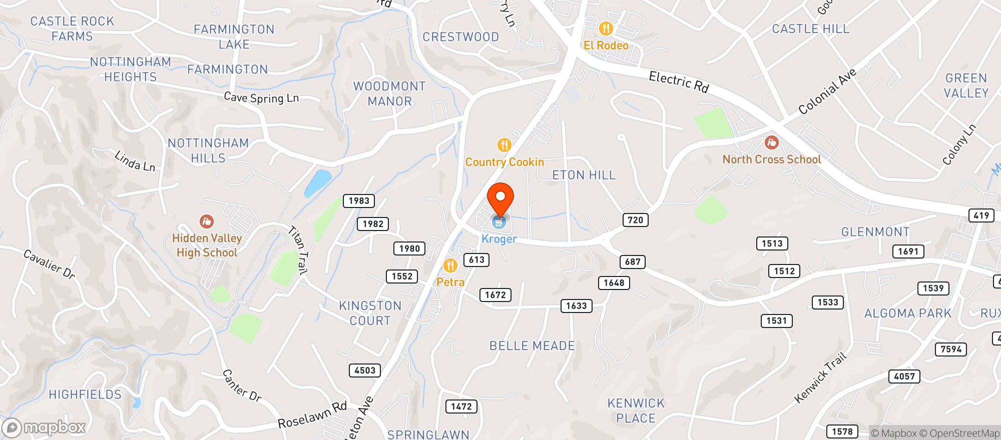Map showing Kroger