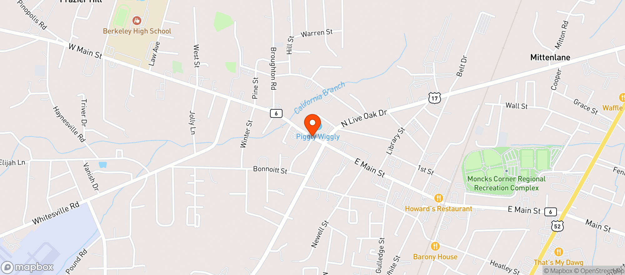 Map showing Piggly Wiggly Store