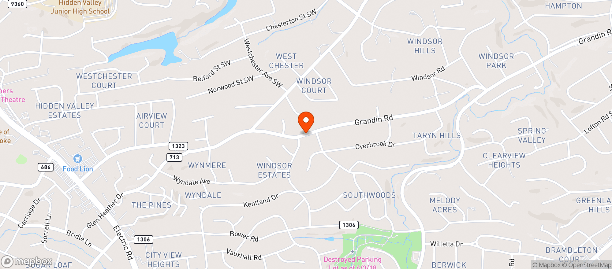 Map showing Roanoke Food Coop*
