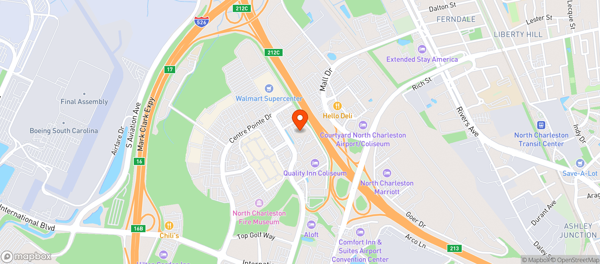 Map showing Crowne Plaza
