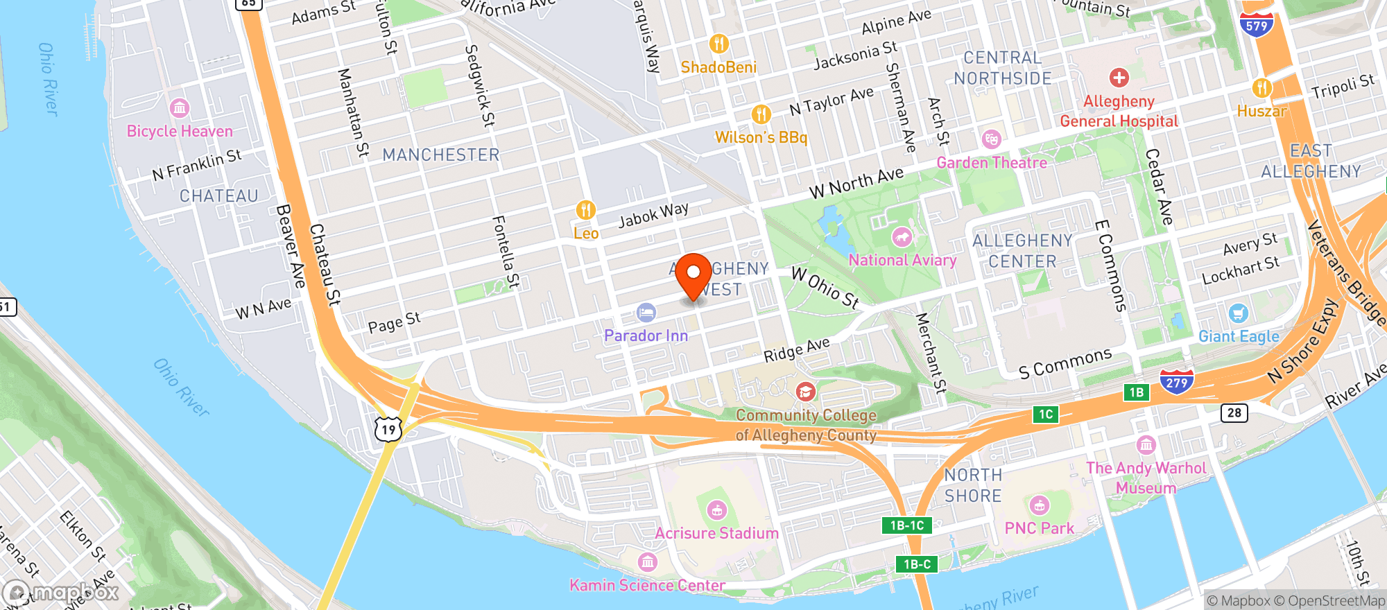 Map showing Pittsburgh Massageworks Dba Heal Pgh