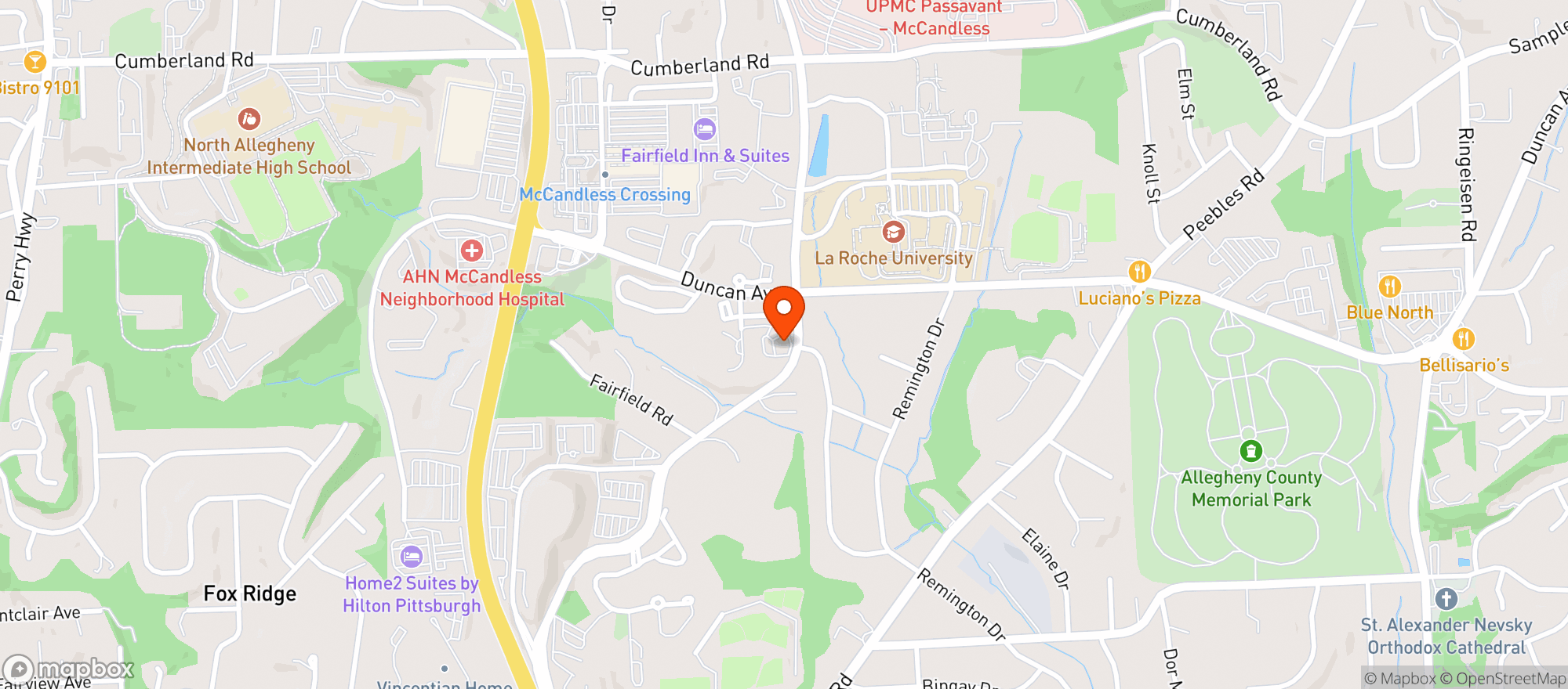 Map showing North Park Lounge