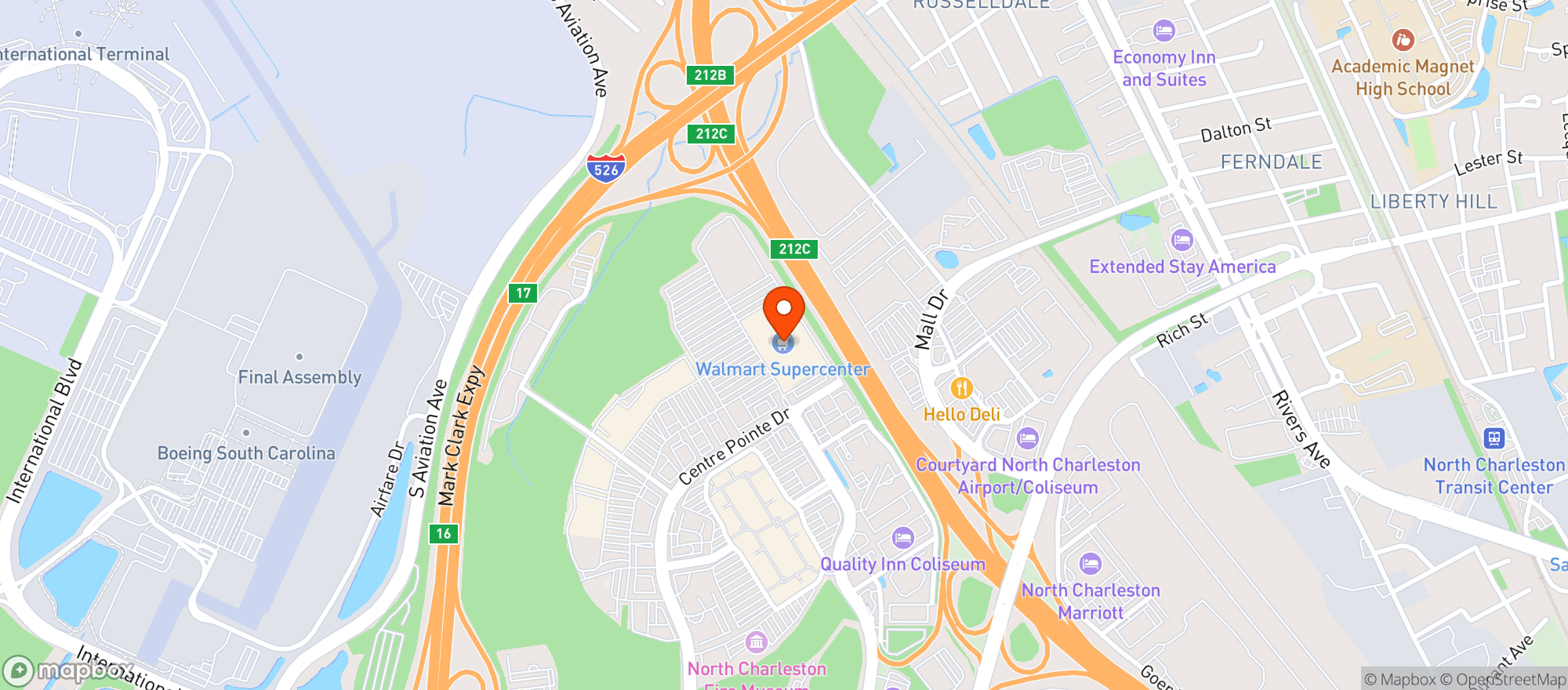 Map showing Walmart
