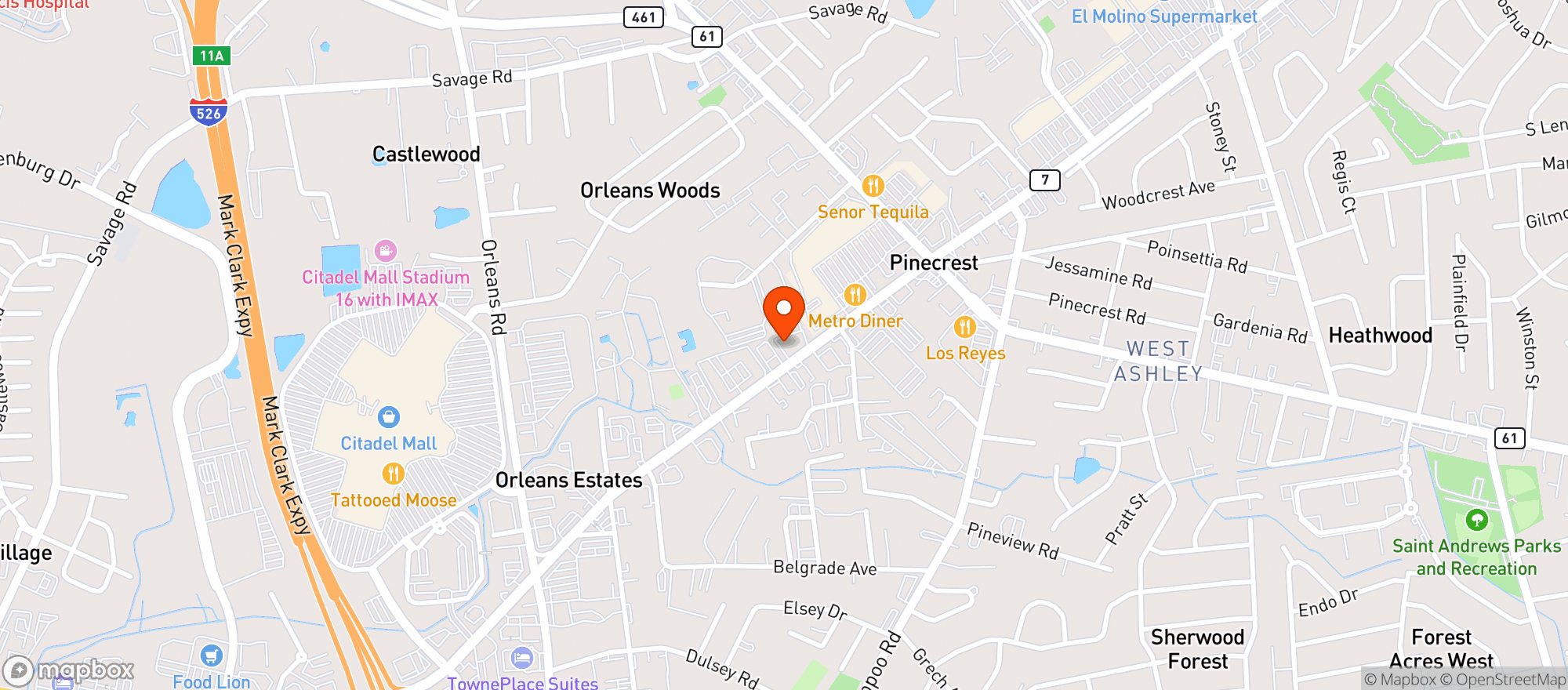 Map showing Harris Teeter