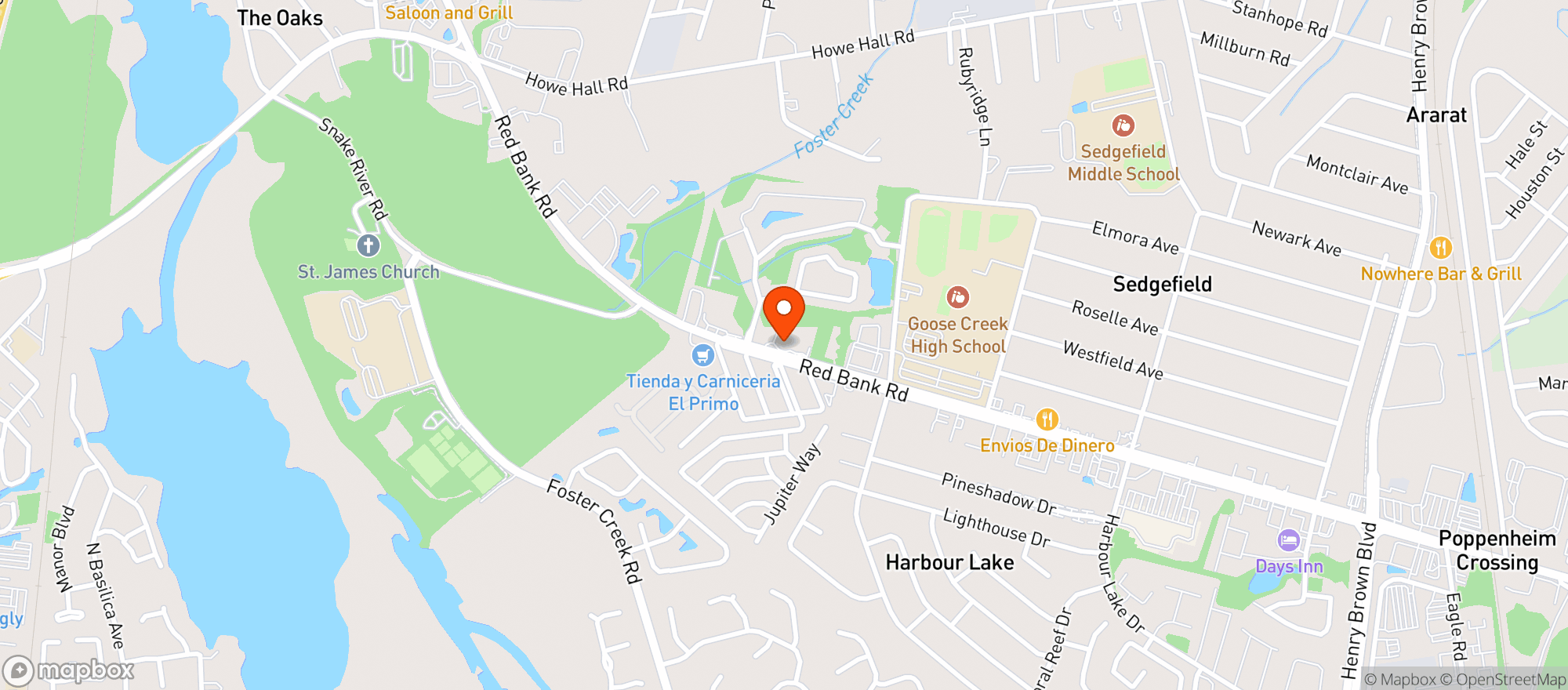 Map showing Goose Creek Tackle Shop (Chs)