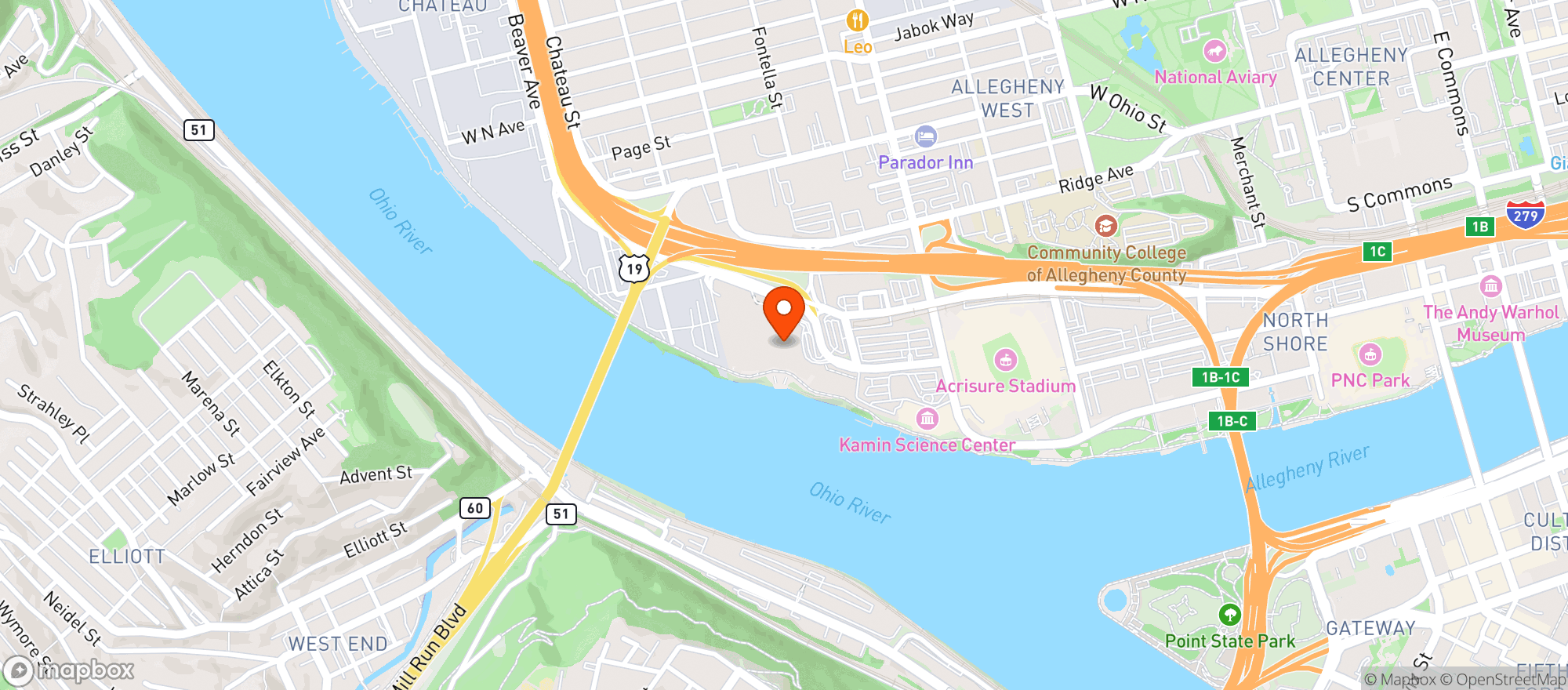 Map showing Rivers Casino