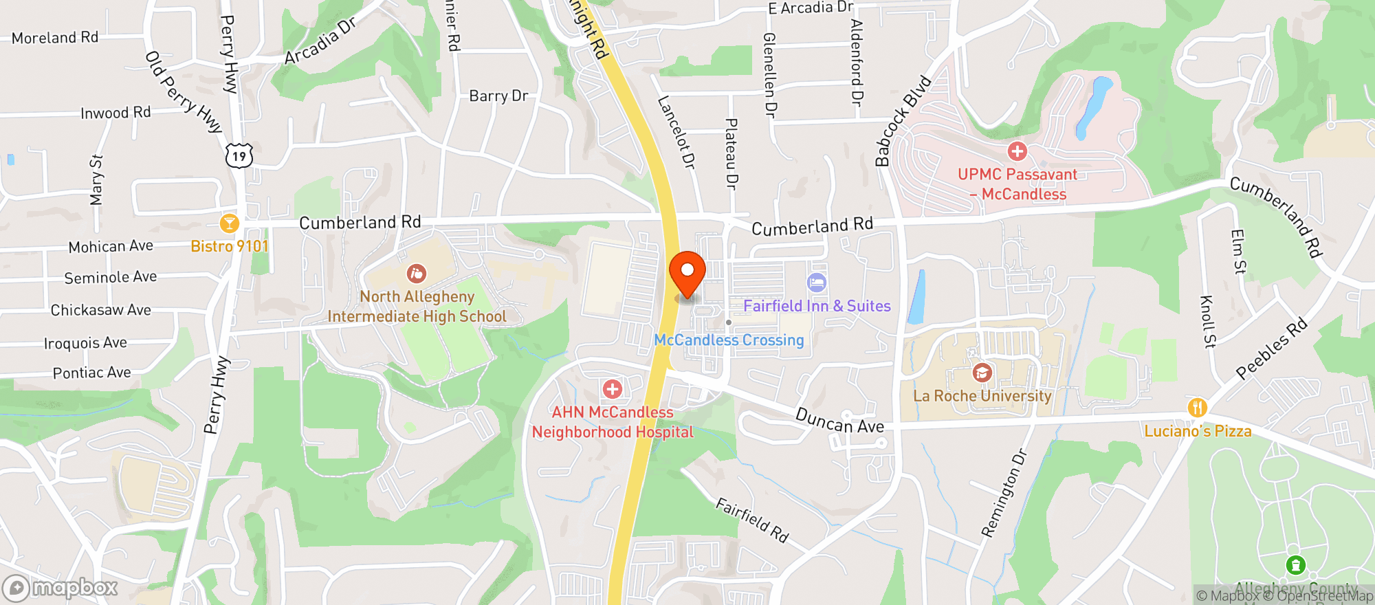 Map showing Bj's Restaurant & Brewhouse