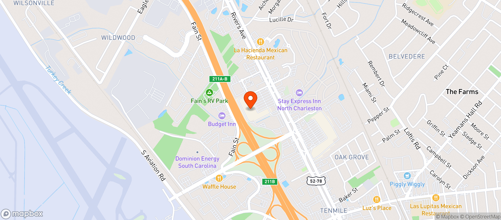 Map showing Door Dash