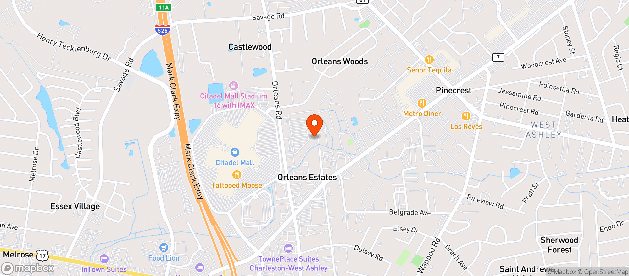 Map showing World Market Charleston