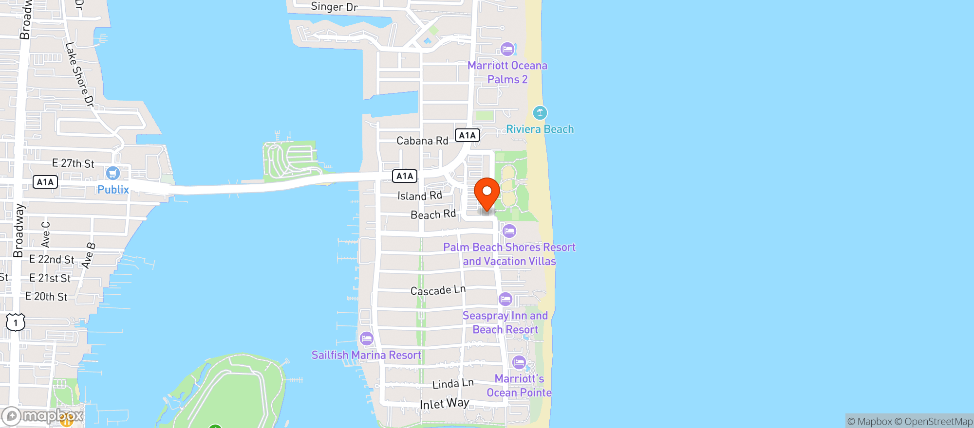 Map showing Johnny Long Boats