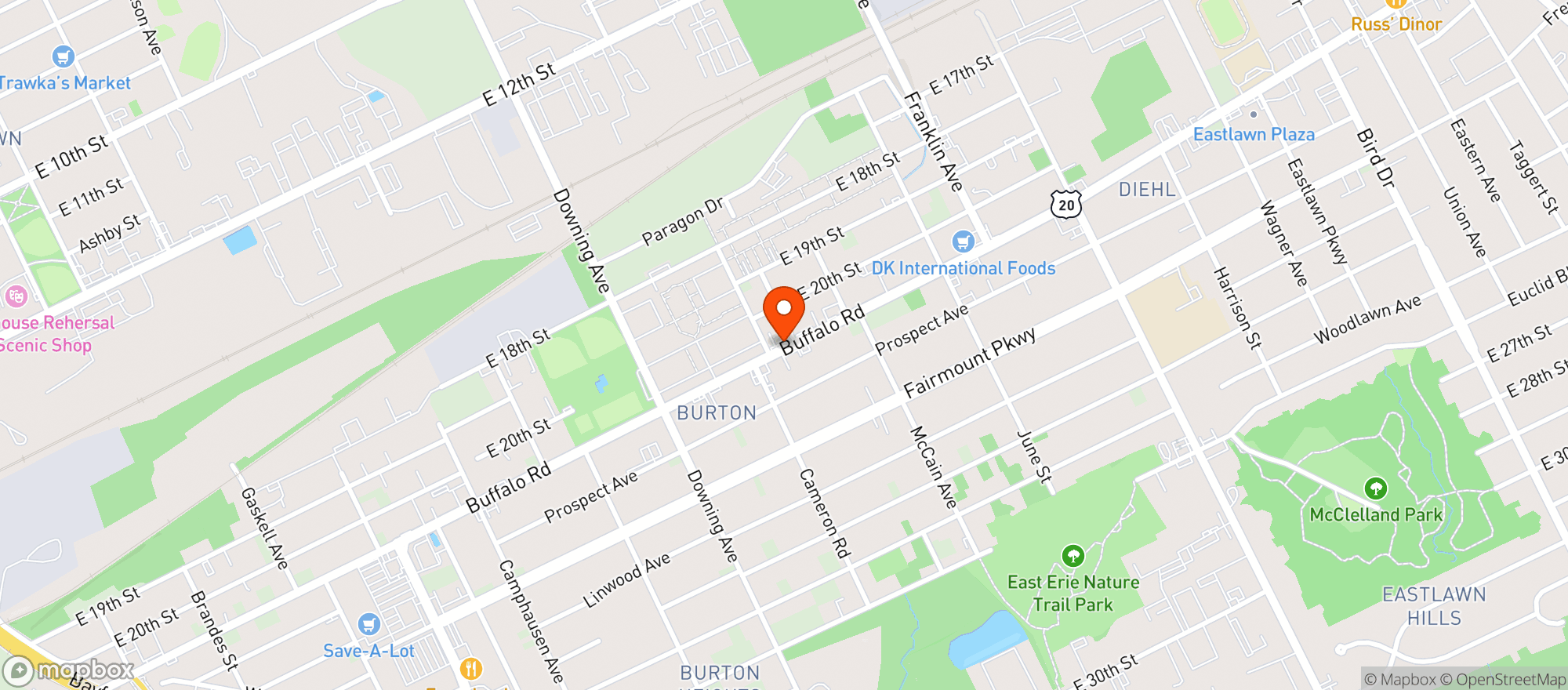Map showing Erie Discount Beer Co