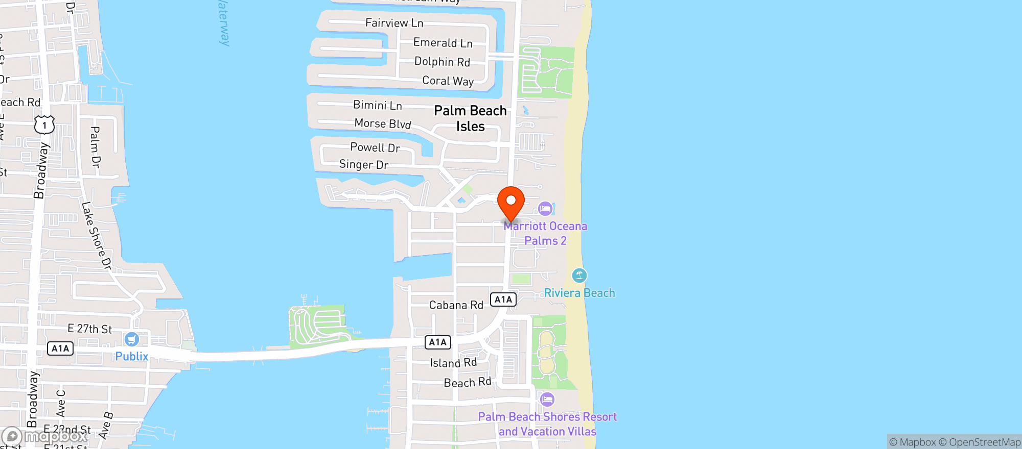 Map showing Amrit Ocean