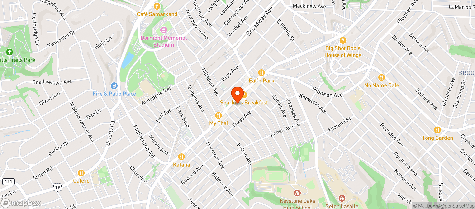 Map showing South Side Beer Wharton