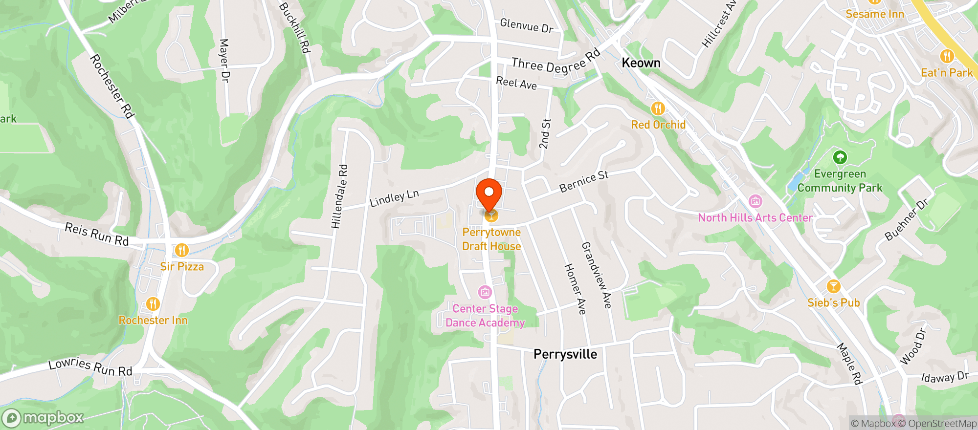 Map showing Perrytowne Draft House
