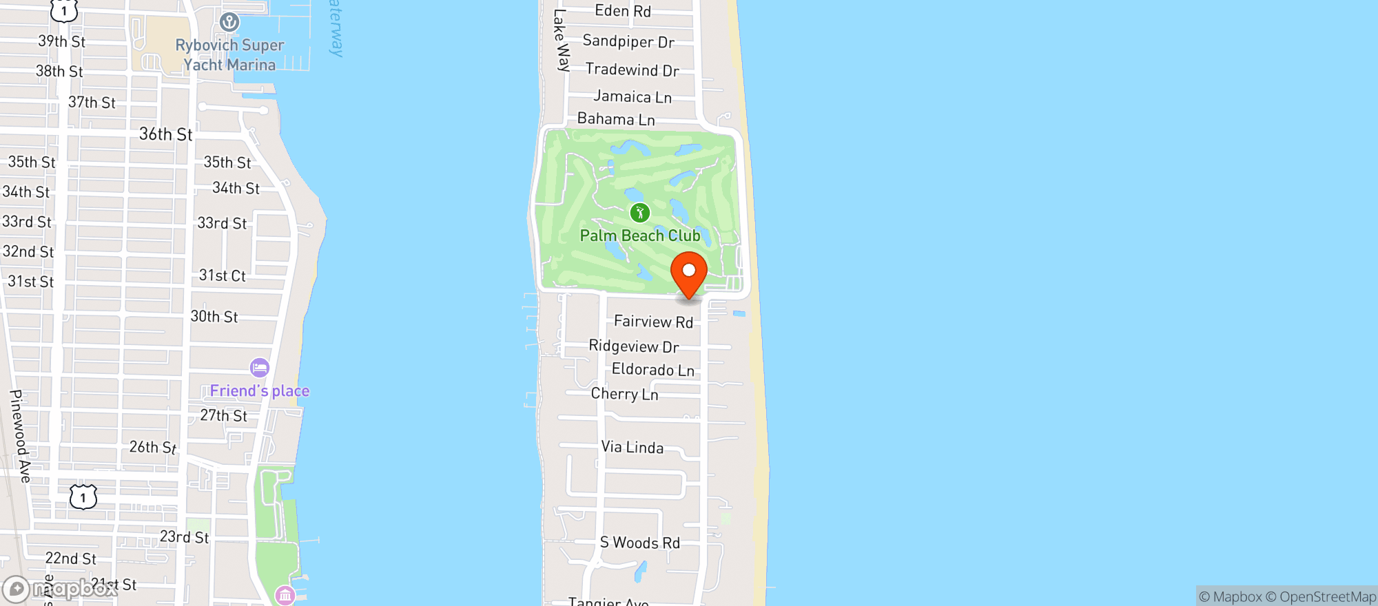 Map showing Beach & Tennis Club