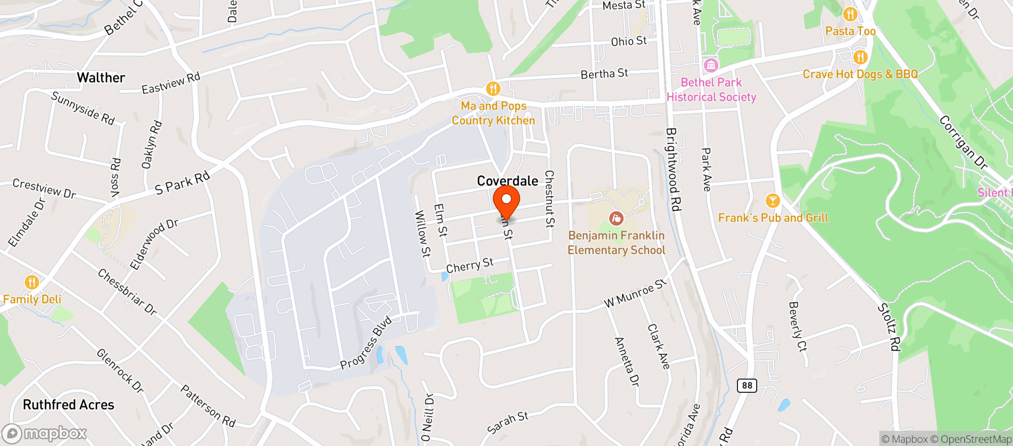 Map showing SUDSYS BEER & CIGAR