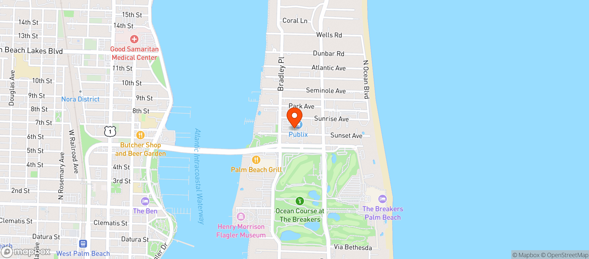 Map showing Publix Super Market #1395
