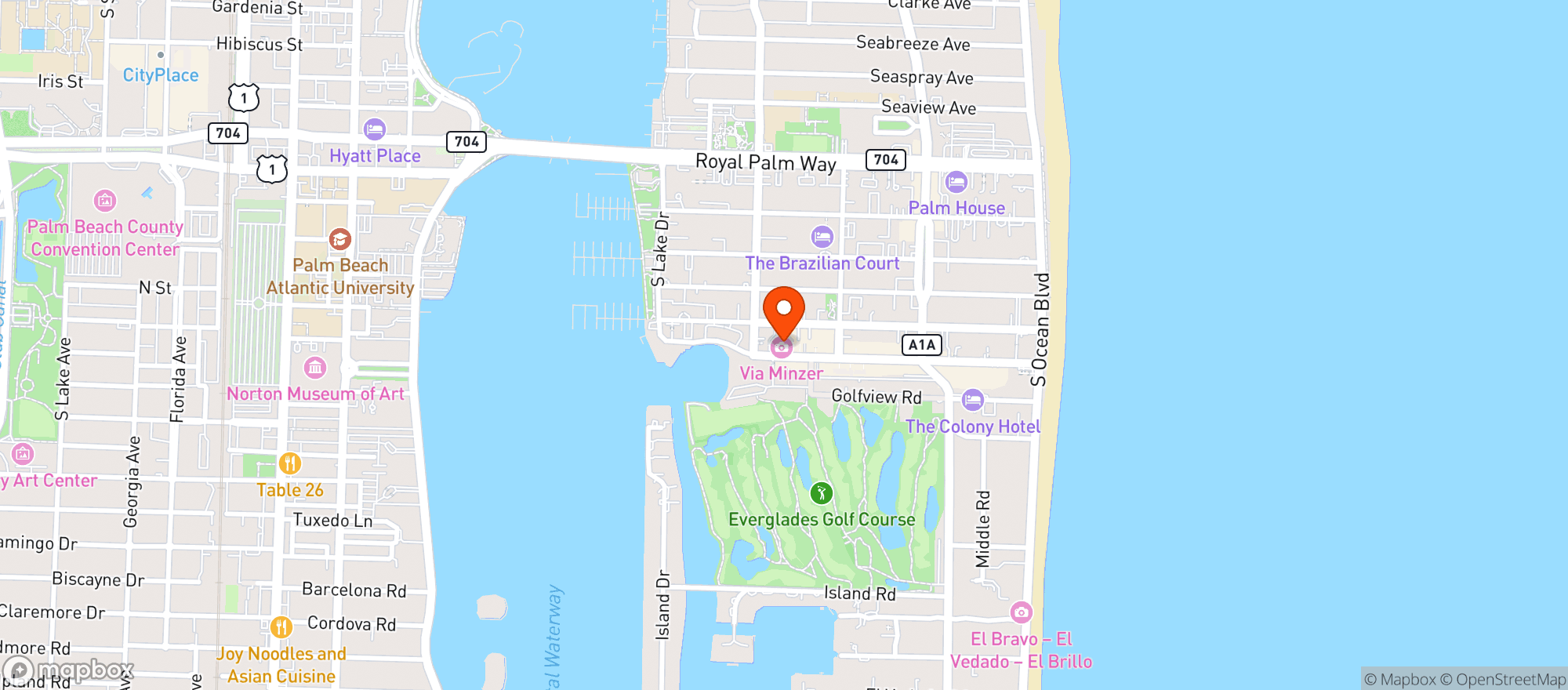 Map showing Pizza Al Fresco