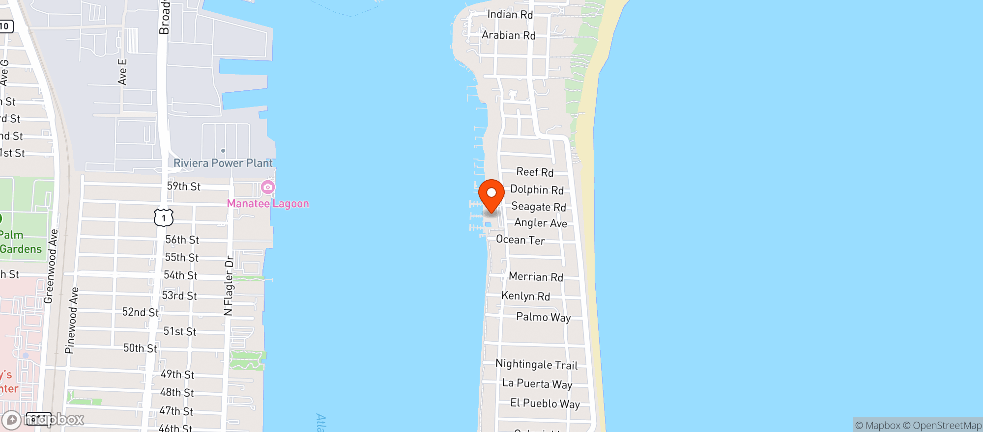 Map showing Sailfish Club Of Florida